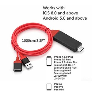 <span class=keywords><strong>Cable</strong></span> 2 en 1 de 1M 2M Full HD de Teléfono <span class=keywords><strong>a</strong></span> <span class=keywords><strong>HDMI</strong></span>, <span class=keywords><strong>Cable</strong></span> USB Hembra <span class=keywords><strong>a</strong></span> <span class=keywords><strong>HDMI</strong></span> Plug and Play para Teléfonos Tipo C, iPhone, <span class=keywords><strong>iPad</strong></span>, TV, Xiaomi y Android - Product Image 2