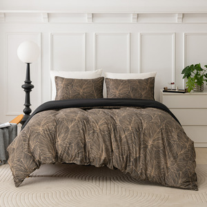 Hot-Selling 200TC Polyester Bett bezug Set Hawaiian Style Tropical Plant Print Große Baum blätter Gewebte Technik <span class=keywords><strong>3</strong></span> Stück für zu Hause - Product Image 3