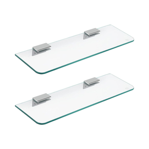 Estantes de Ducha Flotantes de Vidrio Templado para Baño, Modernos, Esquineros, Resistentes, Acabado Cromado, Ecológicos, Garantía de 3 Años, Sin Perforación - Product Image 1