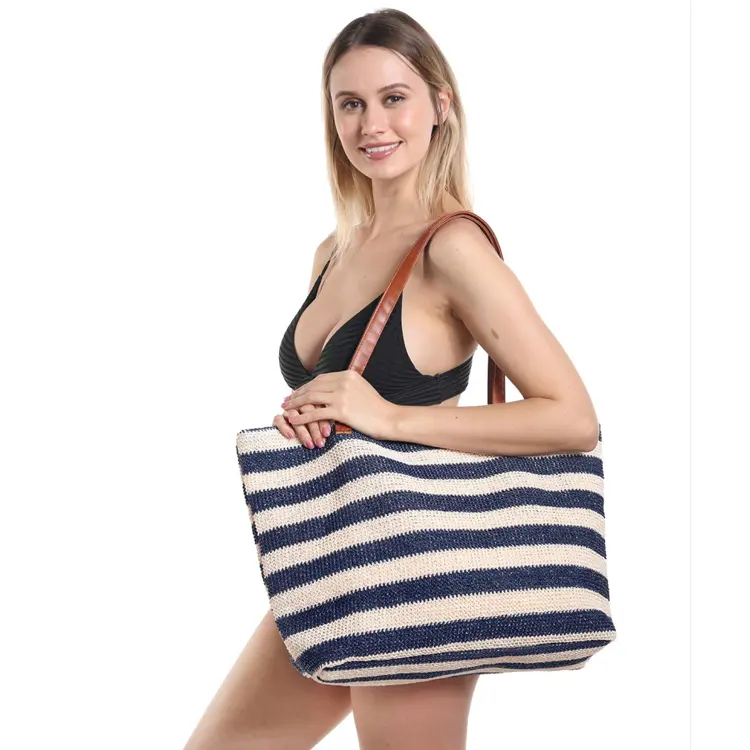 Colorato riutilizzabile monogramma Bali Shopping bag Calico Crochet eco-friendly bolsos de mujer paglia Dropship la borsa tote bag da spiaggia