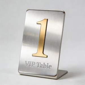 Números de Mesa Personalizados de Acero Inoxidable de Doble Cara para Restaurante o Bar - Grabado Láser de Códigos QR/Logotipos - Product Image 3