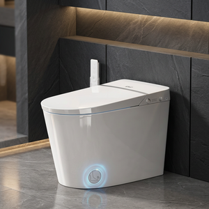 WC intelligent monobloc allongé avec couvercle à ouverture/fermeture automatique, chasse d'eau silencieuse et bidet à capteur de pied mains-libres, intégré - Product Image 2