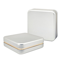 Emballage métallique de maquillage de haute qualité avec couvercle, boîte en étain rectangulaire de luxe argentée, boîte cadeau personnalisée, étui en étain imprimé sur mesure