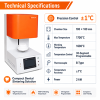 Horno de Sinterización de Porcelana y Zirconia para Laboratorio Dental TENCAN TC-BDF-1L 1700C, Precisión 1C, Elementos Calefactores de MoSi2 para Dientes