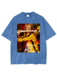 Kill Bill Maternal Instinct Camisetas Verano 100% Algodón Hombro caído Cuello redondo Peso pesado Lavado ácido - Product Image 4