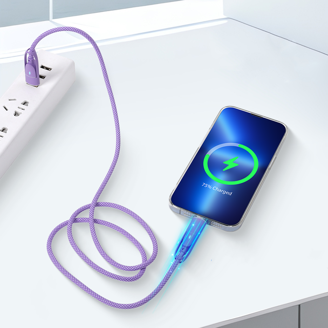 Four-in-One USB Charging Mobile Data Cable New Design White Nylon Braided Data Cable for Android IOS Phones Includes Accessory