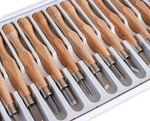 Ensemble de 12 ciseaux à bois avec manche en bois, tige ronde, mesure métrique, pour la sculpture, outils de bricolage - Product Image 4