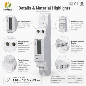 Meter Energi Listrik Presisi Tinggi Meter Digital Tampilan Digital Satu Fasa Meter Energi Rel DIN untuk Pemantauan Energi - Product Image 2