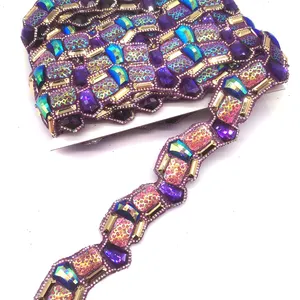 Pierre de résine AB violette, fer sur garniture, Gel, bande de strass colorés pour Costumes de carnaval, chaussures, chapeaux, couvre-chef