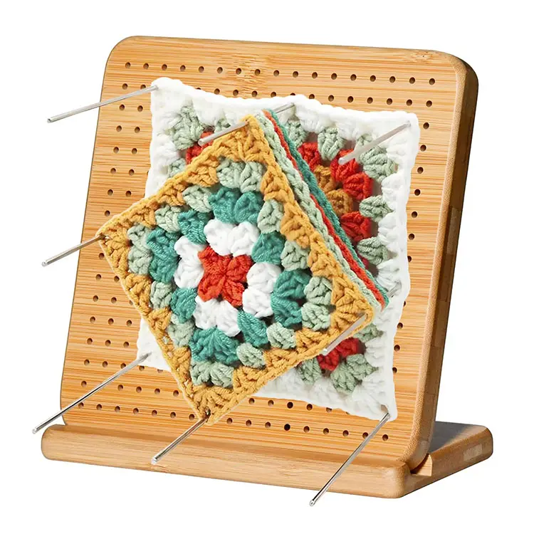 Thấp Moq Tay May Bằng Gỗ Sợi Chặn Hội Đồng Quản Trị Granny Hình Vuông Đứng Bảng Cho Đan Crochet