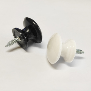 White Black Round Plastic Knob Self-Tapping <b>Screw</b> Furniture <b>Handle</b> Drawer Cabinet <b>Door</b> Pull - Product Image 2