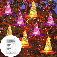 Guirlandes lumineuses LED transfrontalières à piles pour Halloween, avec télécommande, boîte à piles étanche, décoration d'ambiance effrayante