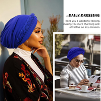 QINGYAN Coiffe Élastique Musulmane Arabe du Moyen-Orient Turban Bonnet Foulard Femme en Satin Modal à Tresse Unique
