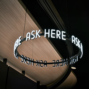 Round Hanging 3D Front Lit Channel Letters Acrylic Metal Business Sign Indoor Shop <strong>Name</strong> <strong>Light</strong> up Signboard Boutique Salon Office - Product Image 1