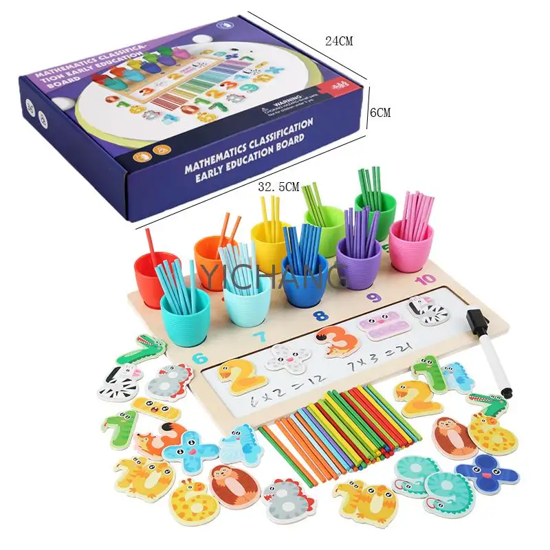 Early educational digital colour classification counting sticks mathematical learning toys wooden math toy for kids