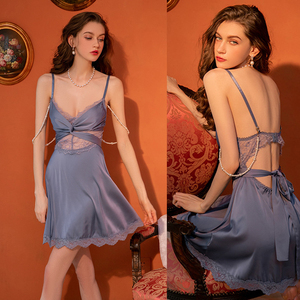 Sexy nighty first night sexy pigiama di seta dress lady satin luxury sleepwear per le donne - Product Image 6