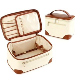 Bolsa de <span class=keywords><strong>Maquillaje</strong></span> Azul, Organizador de <span class=keywords><strong>Maquillaje</strong></span> de Viaje, <span class=keywords><strong>Estuche</strong></span> <span class=keywords><strong>para</strong></span> Brochas de Cosméticos <span class=keywords><strong>para</strong></span> Mujer en Cuero Vegano Ecológico - Product Image 1