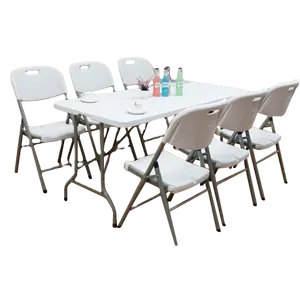 Tabela e cadeiras retangulares de plástico dobráveis, para áreas externas