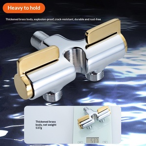 Pulvérisateur <span class=keywords><strong>de</strong></span> bidet mural moderne en laiton électroplaqué or avec pistolet <span class=keywords><strong>de</strong></span> chasse d'<span class=keywords><strong>eau</strong></span> pour toilettes et robinet d'angle un entrée deux sorties - Product Image 2