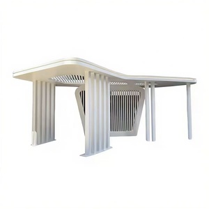 Pavillon paysager en acier inoxydable, structure en acier de forme irrégulière, sculpture de couloir carré de grande envergure pour l'extérieur - Product Image 5