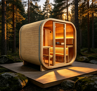 Ruang Sauna Kayu Solid Tradisional Luar Ruangan untuk 4 Orang, Dapat Disesuaikan, Kabin Sauna Kayu Premium untuk Halaman Belakang Rumah