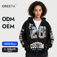 Sweat à capuche zippé vintage pour homme avec logo personnalisé, broderie lourde, patch graphique, style streetwear, coupe oversize, service OEM ODM