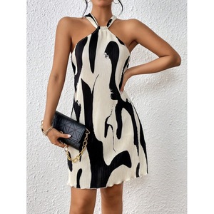 <span class=keywords><strong>Abbigliamento</strong></span> da donna estivo Casual senza maniche gonna Sexy a righe con motivo stampato a collo appeso <span class=keywords><strong>abbigliamento</strong></span> da donna - Product Image 1