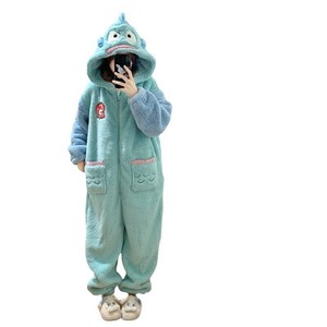 Otoño <span class=keywords><strong>Invierno</strong></span> Cross-Border Coral Fleece Pijamas para Hombres Mujeres Dulce Correa Linda Oso Tiburón <span class=keywords><strong>Mickey</strong></span> Con Capucha Cintura Elástica Engrosada - Product Image 4