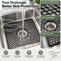 Tapis de protection d'évier en silicone sur mesure, personnalisable (couleur, logo), qualité alimentaire, résistant à la chaleur, avec drainage alvéolé, OEM ODM
