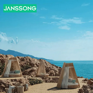 صالة الشاطئ في جميع الأحوال الجوية الروطان الفناء في الهواء الطلق مظلة أثاث حمام سباحة قابل للتعديل سرير نهاري مقاوم للماء سريع الجفاف - Product Image 3