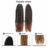 Vente en gros de tresses au crochet Water Wave Passion Twist bicolores, cheveux synthétiques personnalisés pour tressage, extensions de cheveux au crochet pour femmes