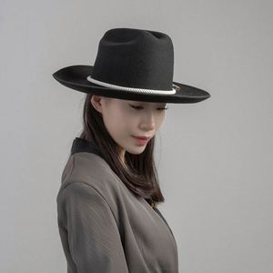 Wholesale Vintage Femme Unisex Women Cowboy Felt Hat Wholesale Wide Brim 100% Wool Felt Fedora Hats - Product Image 4
