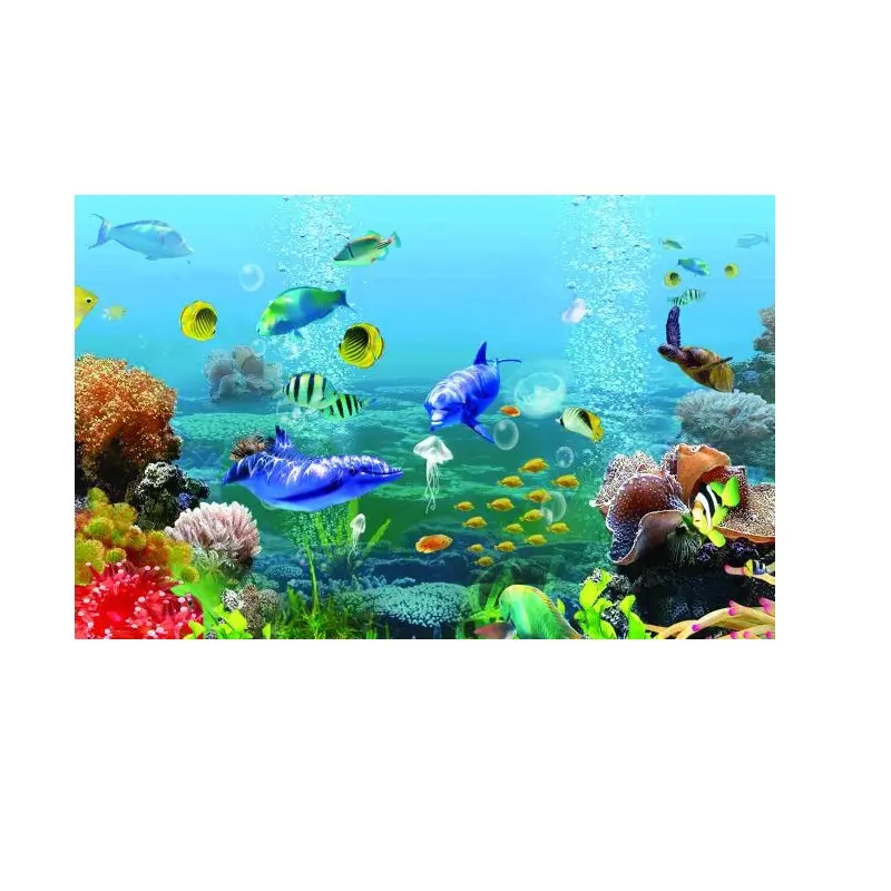 3D Aquarium Aufkleber Aquarium Landschaft Hintergrund Malerei Doppelseitige Ozean Meer Stein Pflanzen PVC Aquarium Dekoration Aufkleber