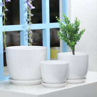 Pot de fleurs cylindrique en céramique coloré, pot de plantes, jardinière blanc noir bleu