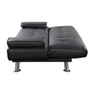 PU 인조 가죽 3 인승 단면 소파 침대 크롬 다리 현대 아파트 블랙 Clic Clac 이불 - Product Image 1