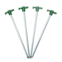 Piquets de tente en acier épaissi de 25 cm avec tête en plastique, piquets lumineux dans le noir pour le camping en plein air et les auvents de plage