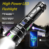 Lampe torche tactique laser blanche ultra-lumineuse 30W, longue portée, zoom réglable, rechargeable, pour aventures en plein air, camping, lampe torche LED