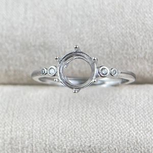 Thiết Kế Cổ Điển Bán Núi Engagement Nhẫn Tốt 10Mm Vòng Cắt Đá S925 Bạc Đồ Trang Sức Mỹ Pave Kim Cương <span class=keywords><strong>Ruby</strong></span> Sapphire Garnet - Product Image 5