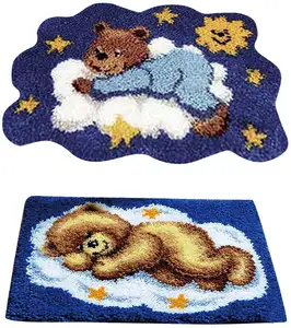 Sleeping Bear DIY Trava Gancho Rug Kits Almofada Fazendo para Crianças, trava gancho tapete kits grande