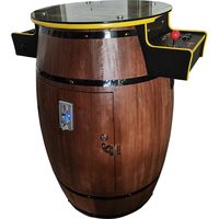 Console de jeu d'arcade rétro haut de gamme en forme de baril en bois, machine d'arcade classique pour 2 joueurs, pour le divertissement en intérieur des centres commerciaux