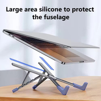 Support d'ordinateur portable réglable, support de tablette de bureau, hauteur réglable, pliable, portable, support d'ordinateur portable en aluminium