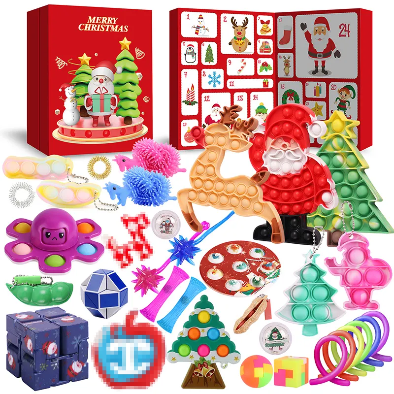 2023 novas chegadas brinquedos sensoriais para o Natal personalizado empurrar pop fidget brinquedos definidos para fidget calendário do advento