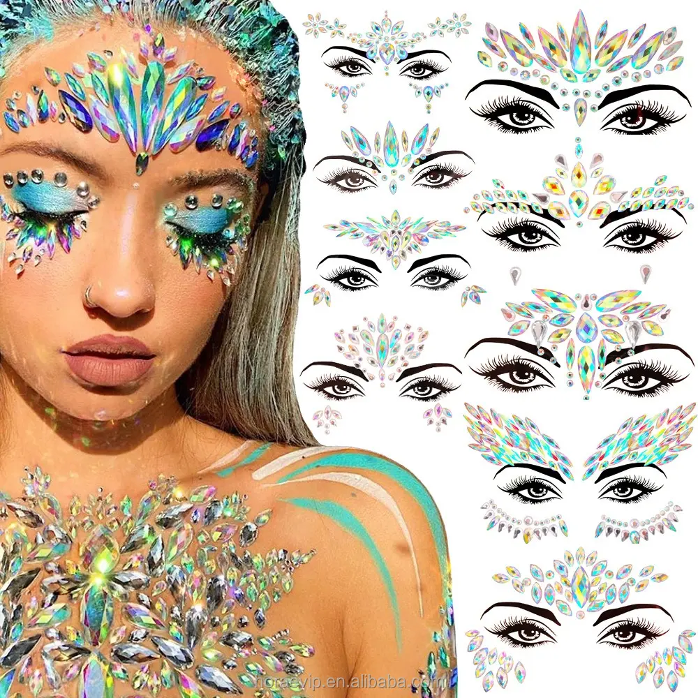 SC054 Blink Strass Gemmes Tatouage Autocollant pour Visage Sourcil Maquillage Brésil Festival Carnaval Accessoires