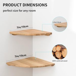 Étagères d'angle murales, étagères d'angle flottantes en bois de chêne, étagères rondes pour petites plantes, <span class=keywords><strong>support</strong></span> <span class=keywords><strong>mural</strong></span> pour la cuisine, le salon, la chambre à coucher - Product Image 4