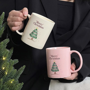 Creative Pink Christmas Tree Cafe Mug Xmas Winter Ceramic Tea Cup Coffee Mug - Product Image 2