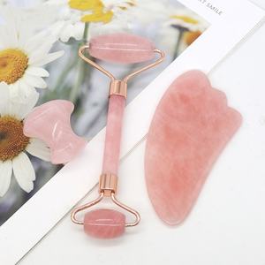 Energinox Natural Pink Kristall Jade Gua Sha Board Set Fuß massage Board Massage Roller Set - Product Image 3