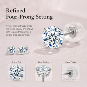 Classic Style Four-Prong Luxury Round Earring Moissanite Fine Jewelry Vvs 925 <strong>Sterling</strong> <strong>Silver</strong> Certified GRA <strong>Stud</strong> for Men Women - Product Image 6
