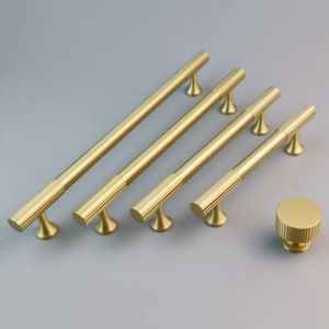 Armoire de luxe moderne manipulant des armoires de cuisine poignée de porte en aluminium et bois motif de filet poignées de tiroir moletées meubles fantaisie - Product Image 6