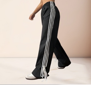 Nuovi <span class=keywords><strong>Pantaloni</strong></span> Casual da Donna <span class=keywords><strong>a</strong></span> <span class=keywords><strong>Righe</strong></span> Bicolore, Vita Alta, Gamba Larga, Sportivi, <span class=keywords><strong>Lunghi</strong></span> - Product Image 6