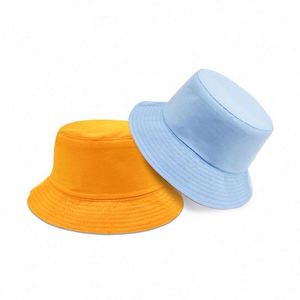 Unisex Solid Cotton Bucket Hat Caps Wholesale Custom Embroidery Logo Outdoor <b>Sunscreen</b> Flat Top for Kids and Fishermen - Product Image 4